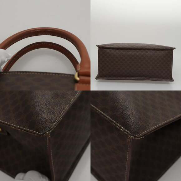 CELINE Macadam Canvas Hand Bag Pvc Leather Brown Gold - Picture 10 of 13